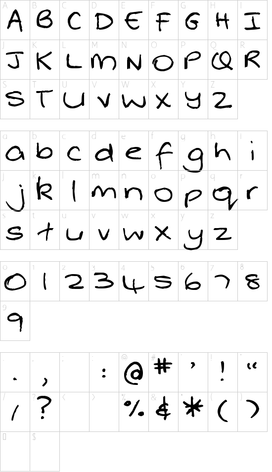 Pea Whinney Skinney Character Map