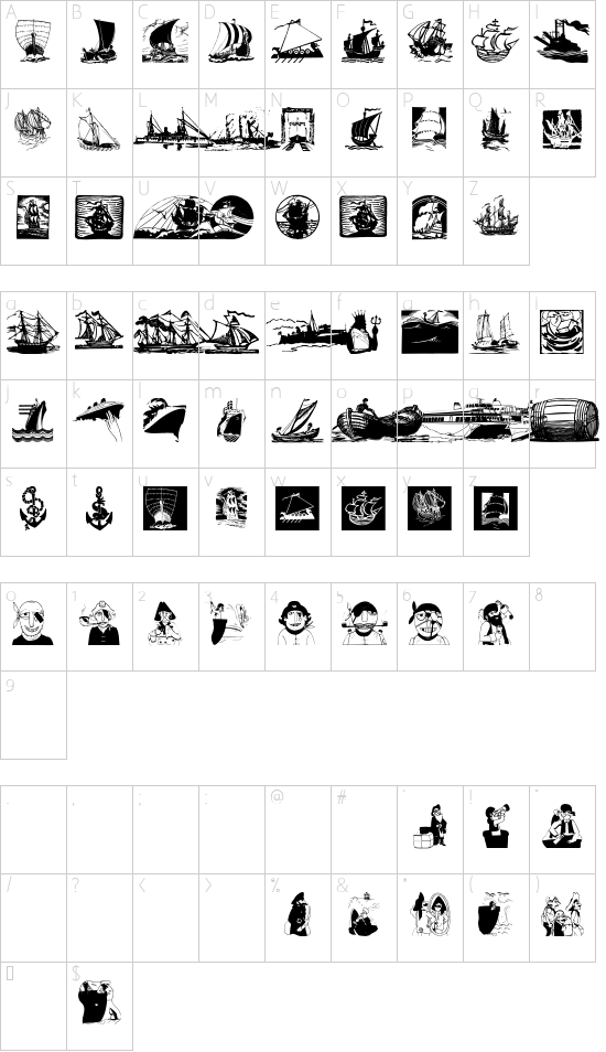 ShipsNBoats Character Map