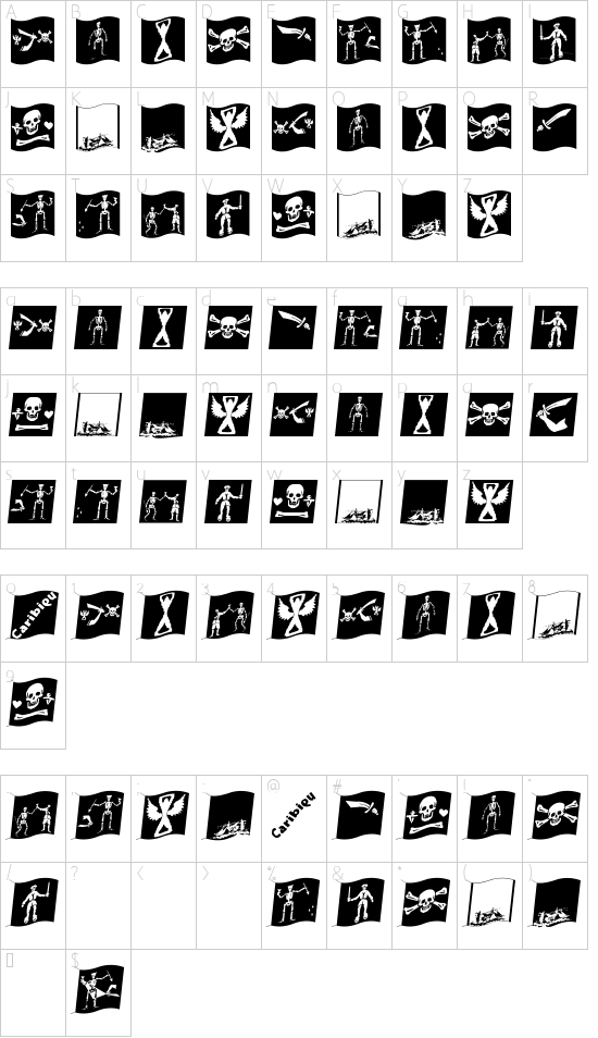 PiratsSymbolsArtefacts Character Map