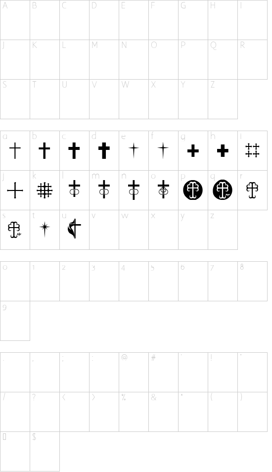 sB Cross Character Map