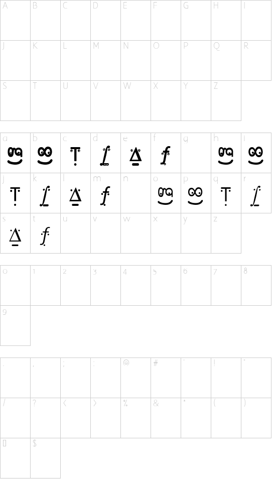 FranKleinBook Character Map