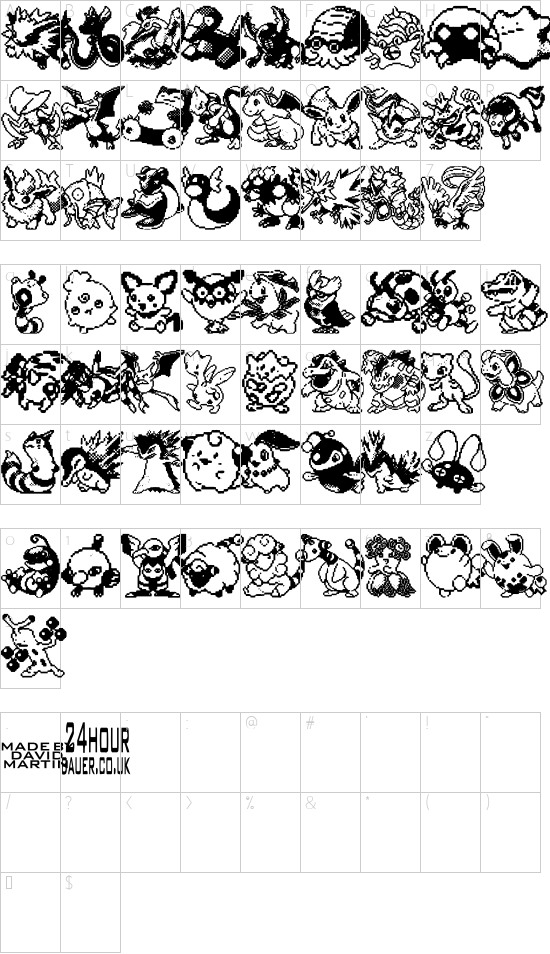 Pokemon pixels 2 Character Map