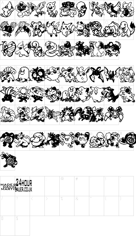 Pokemon pixels 1 Character Map