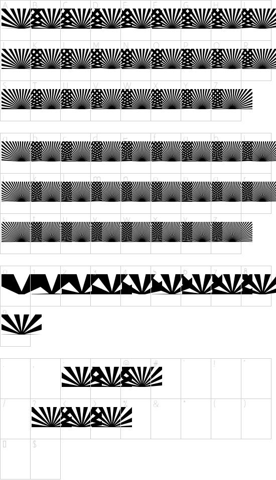 Half SunBurst-w4-02 Character Map