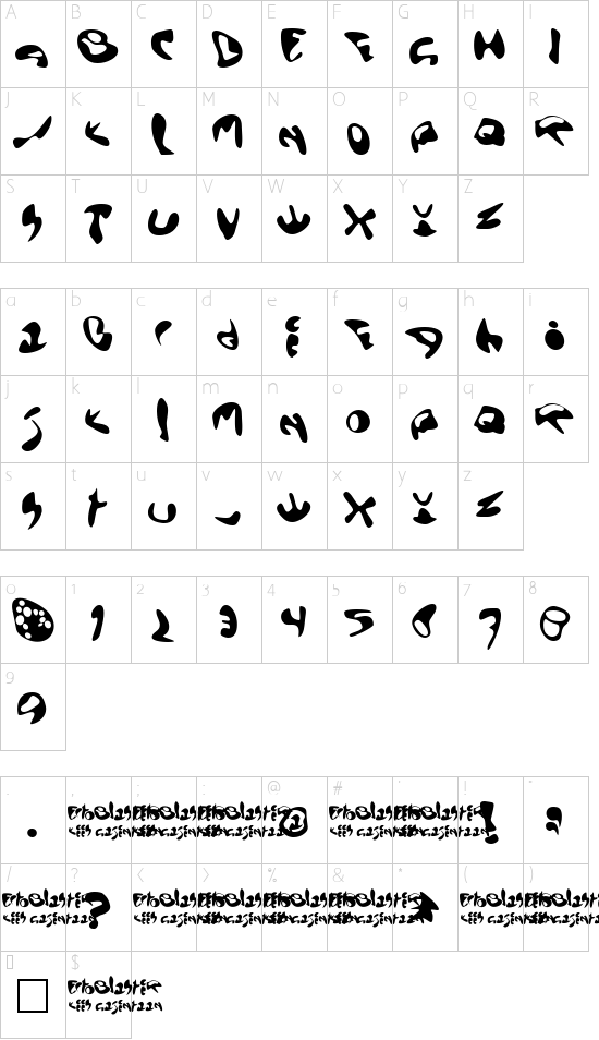 EctoBlaster Character Map