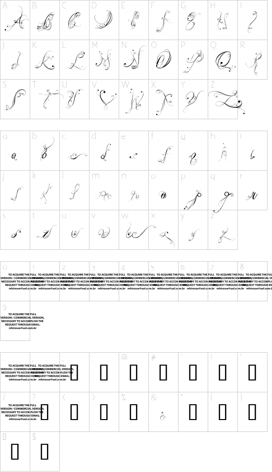 LYSSA DEMO VERSION Character Map