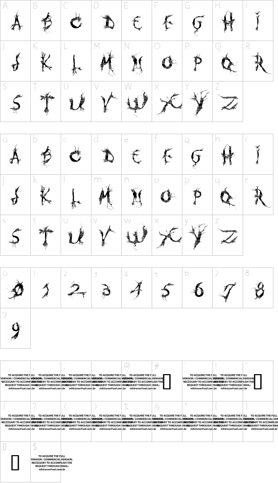 MUMIA DEMO VERSION Character Map