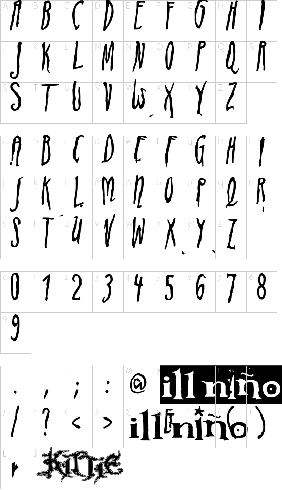 ADIstiLleRS Font Character Map