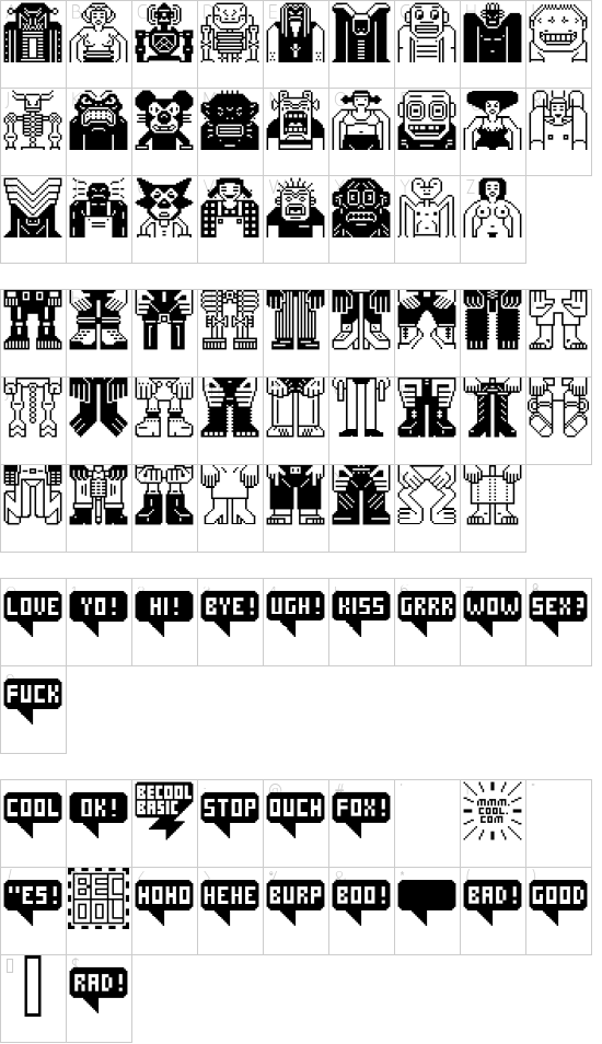 BECOOL Character Map