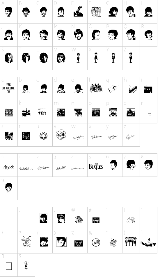 JAMON del MAR Character Map