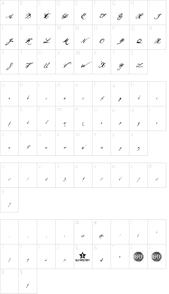 Olho de Boi Character Map
