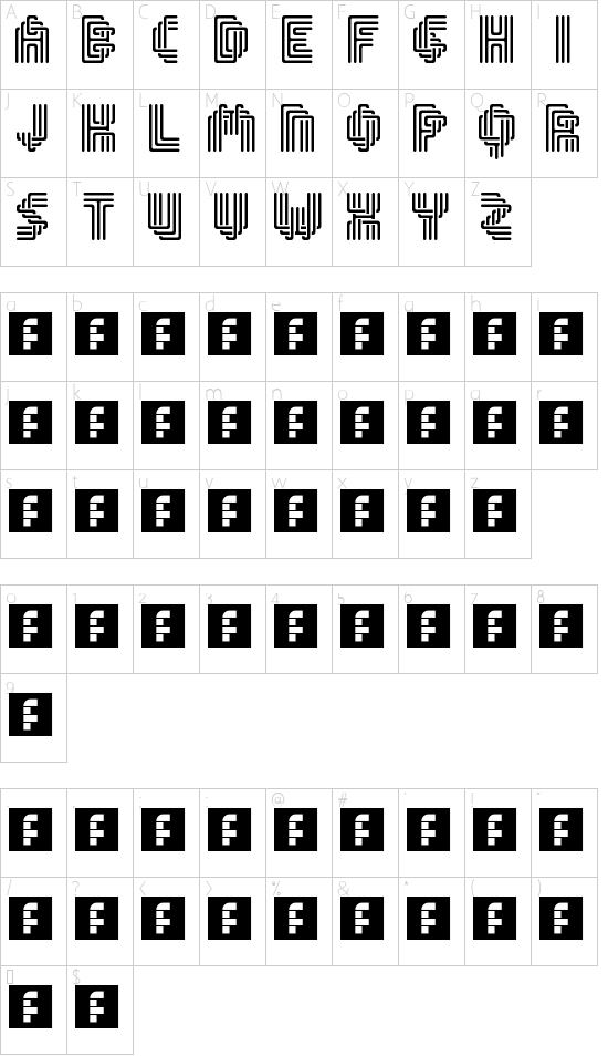 Tristeak Ribbon Character Map