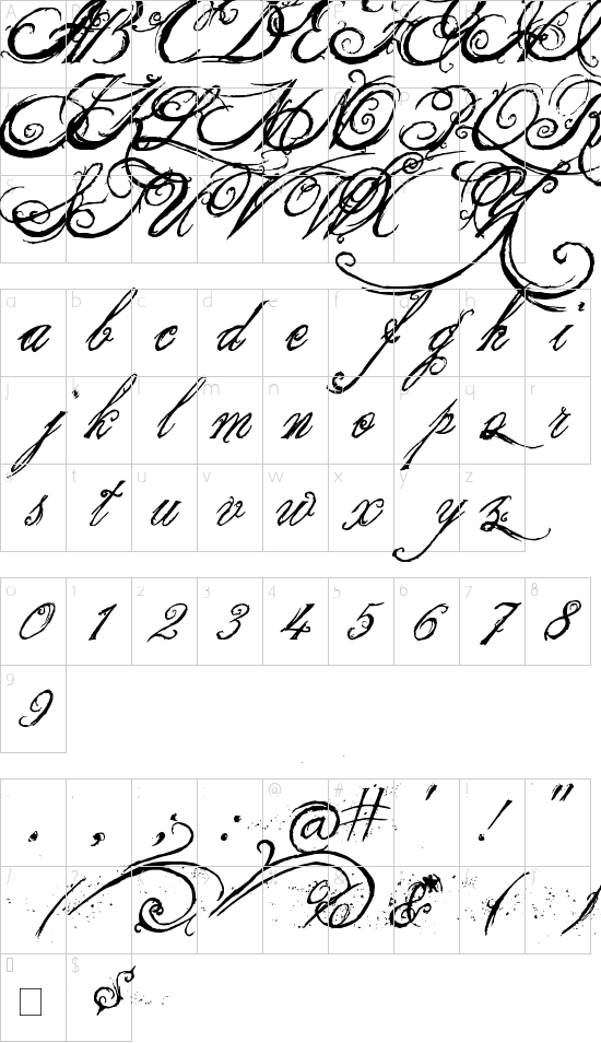 the King & Queen font Character Map
