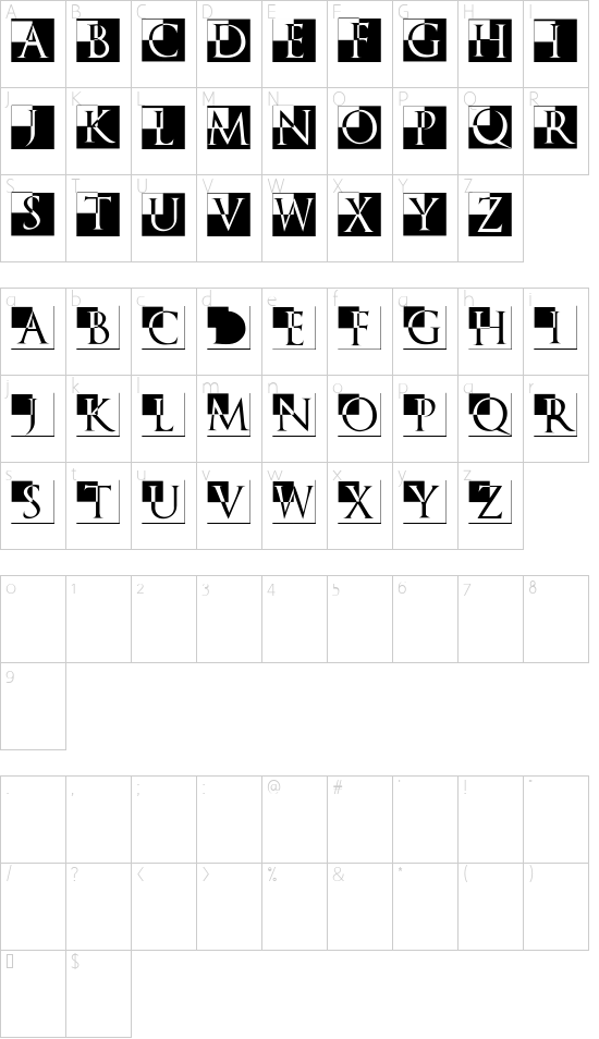TrajanusBricks Character Map