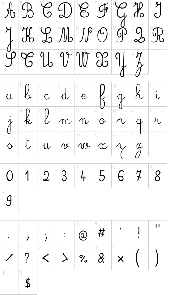 JBCursive Character Map