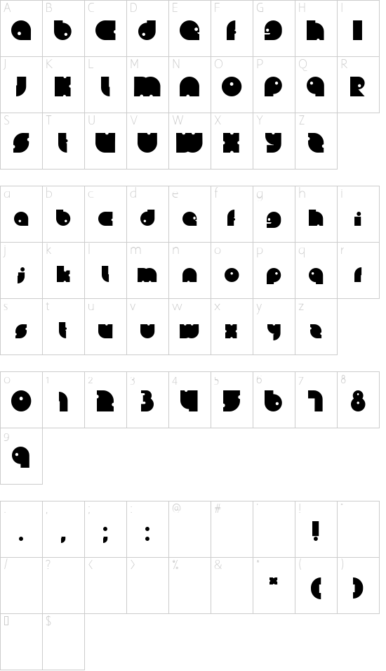 Lein Bold Character Map