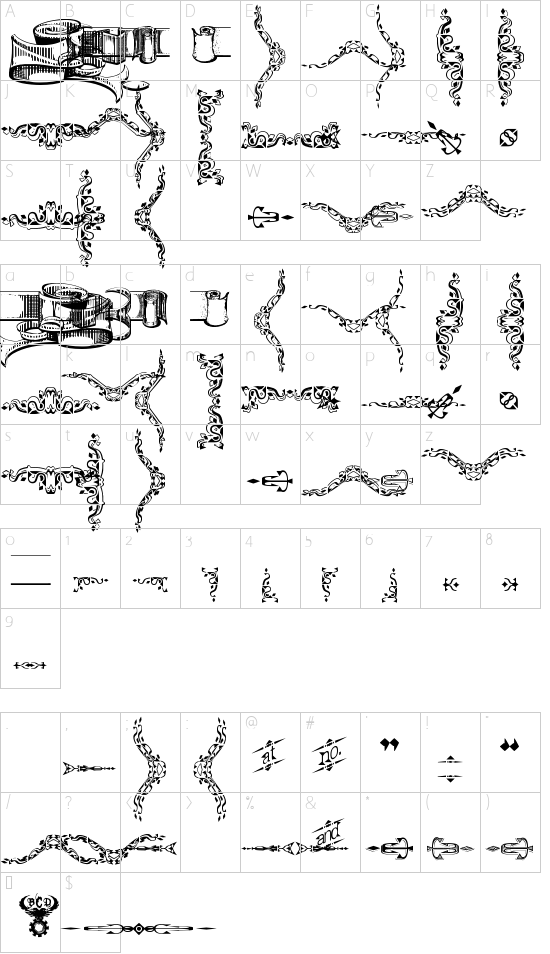 Deborah Extras/Ornaments Character Map