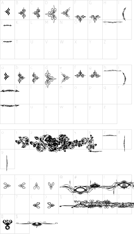 Eutemia Ornaments Character Map