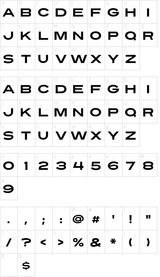 Turnpike Character Map