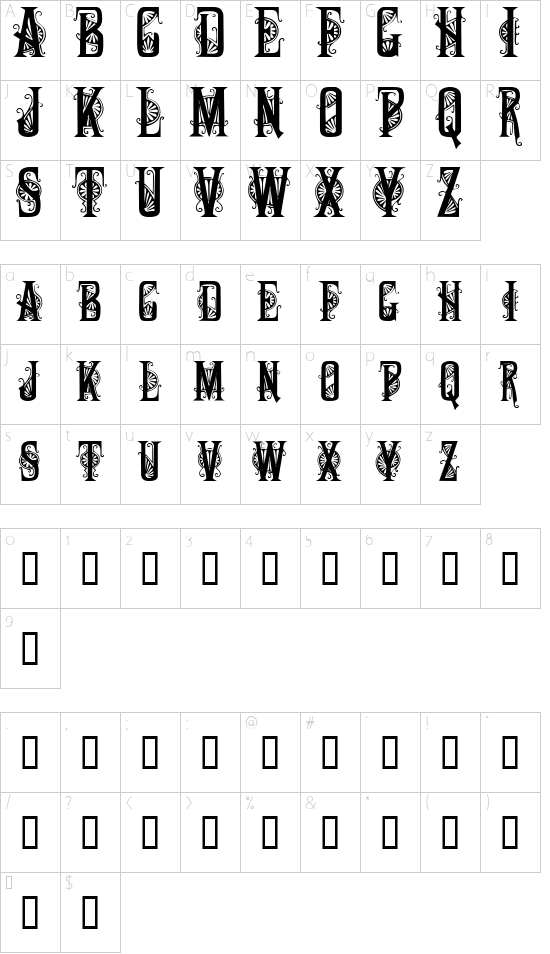 DecoCaps Character Map