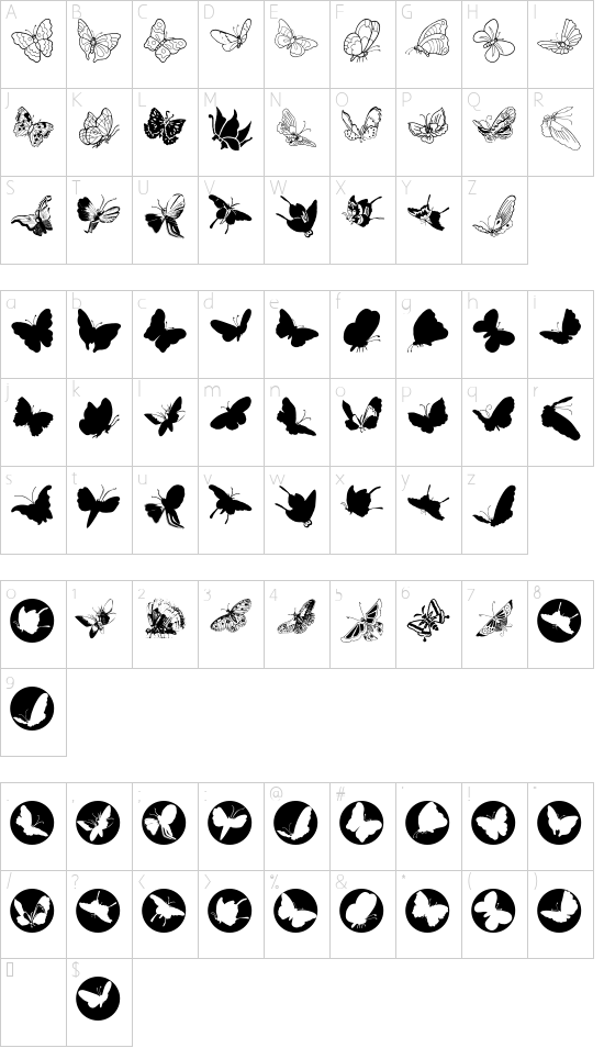 ButterFly Character Map