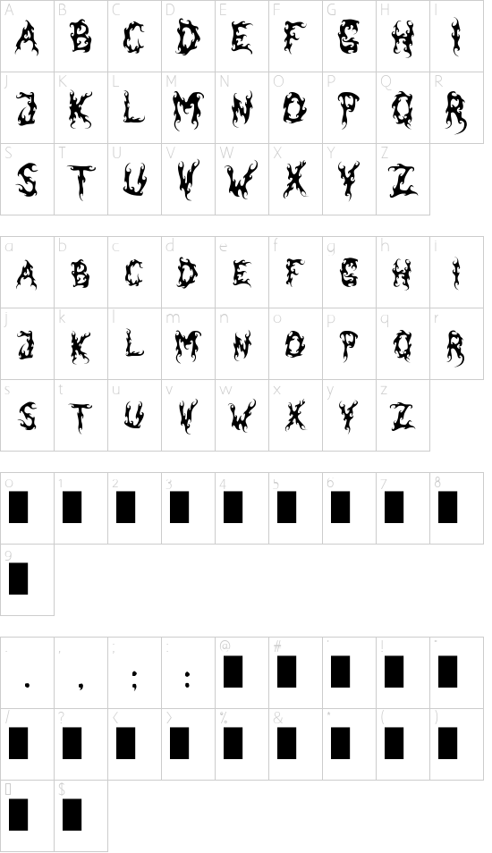 Dark Garden Character Map