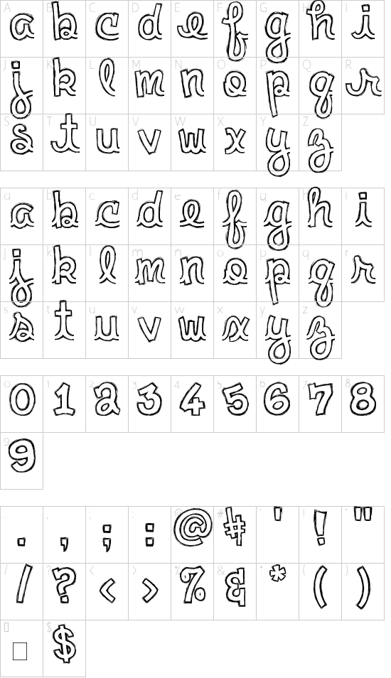 Clementine Sketch Character Map