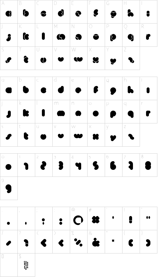 MonkeyLove Character Map