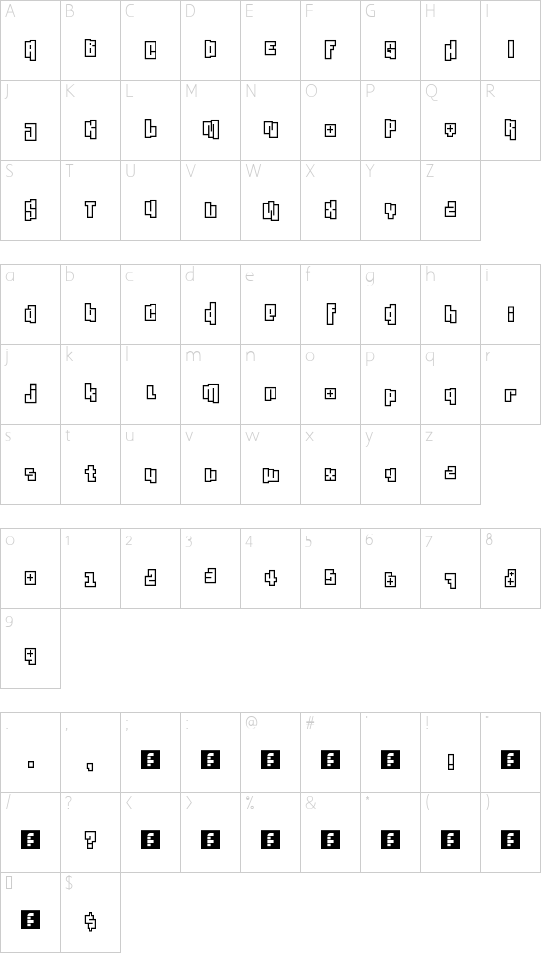 Stitched Outline Character Map