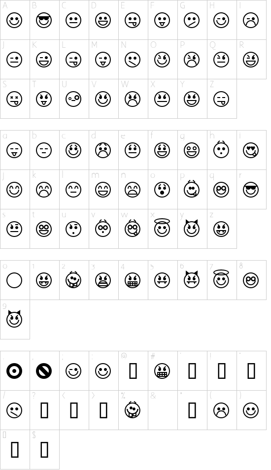 Emoticons Character Map