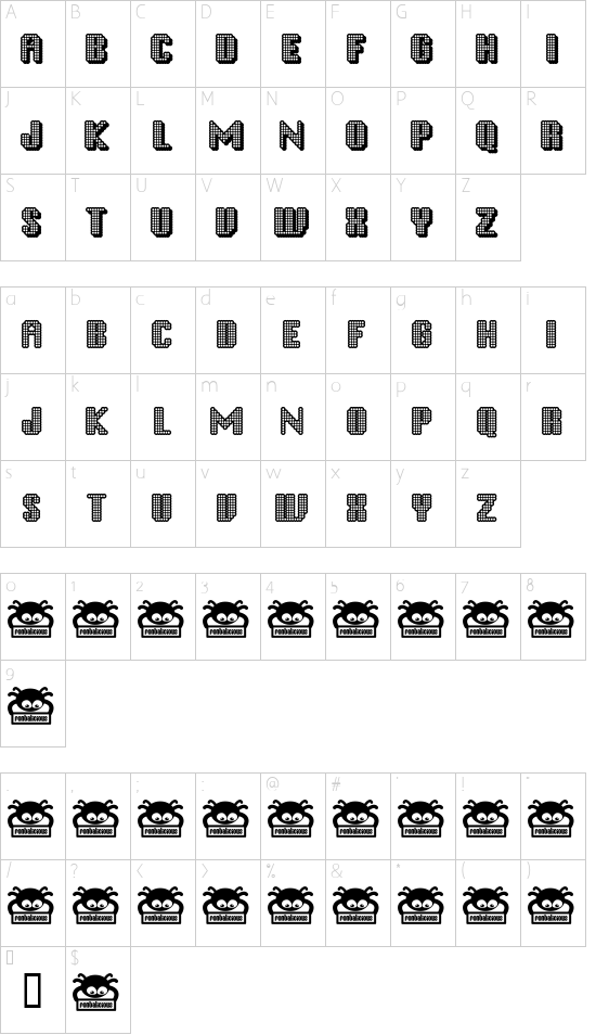 Disco Inferno Character Map