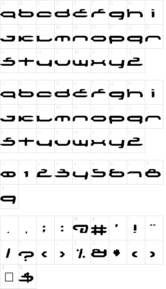 Mechoba Character Map