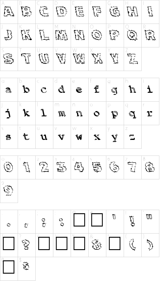Backfire Character Map