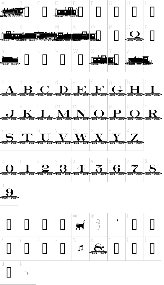 AlphabetTrain Character Map