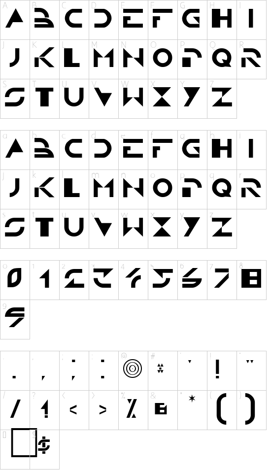 TRON Character Map