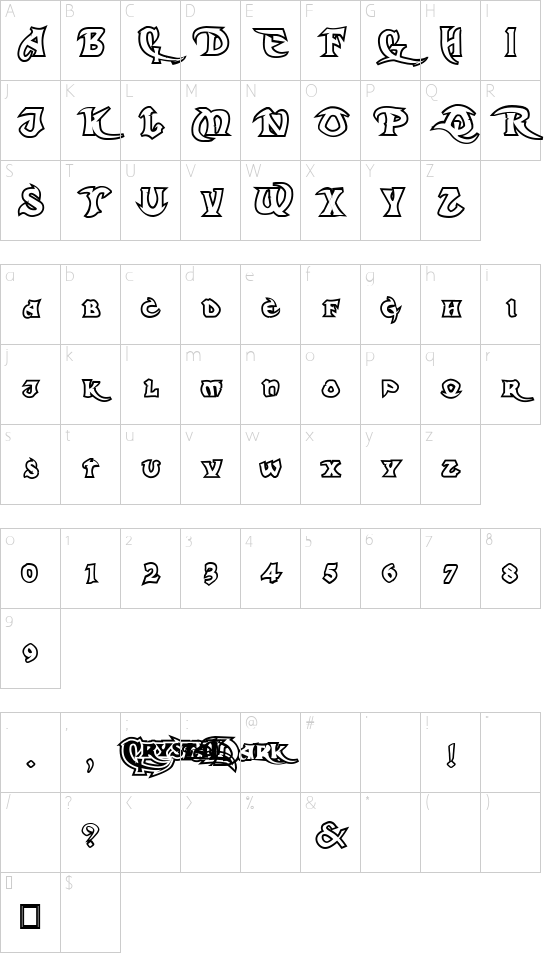 Dark Crystal Outline Character Map