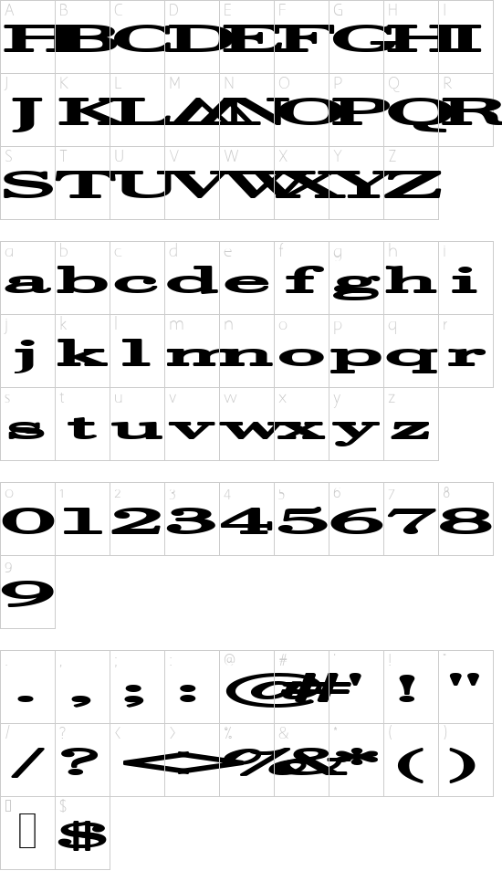 Halcyonia Character Map