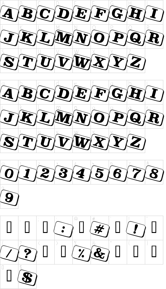 JoyCards Character Map