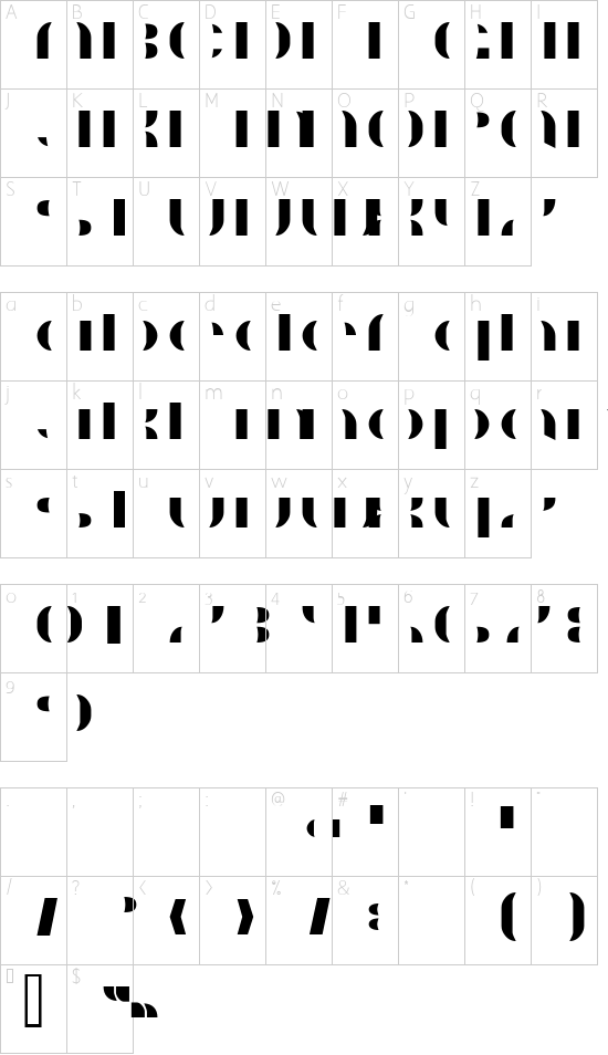 Suncatcher Fill Character Map