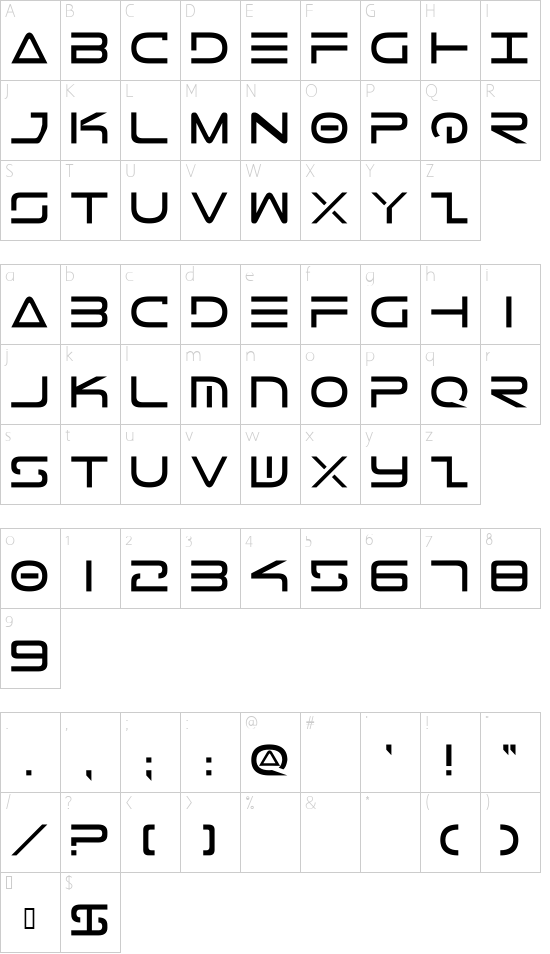 Tele-Marines Character Map