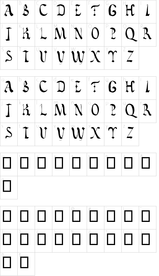 Vatican Rough Letters Character Map