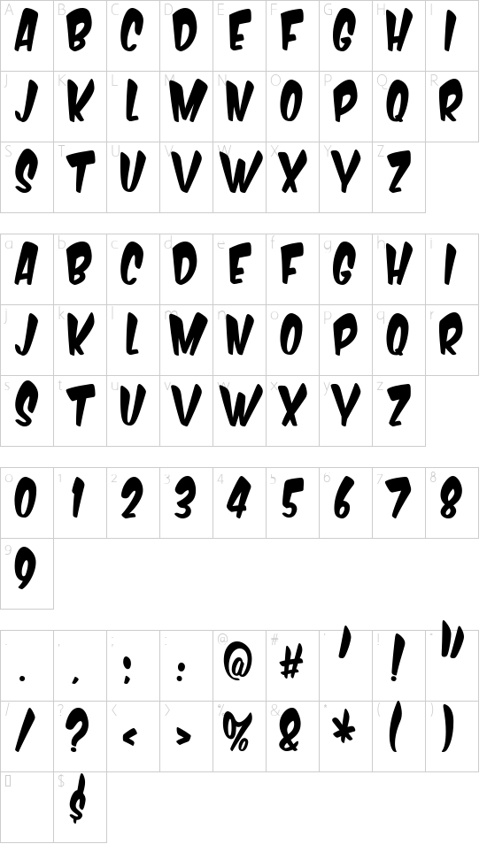 Komika Boogie Character Map