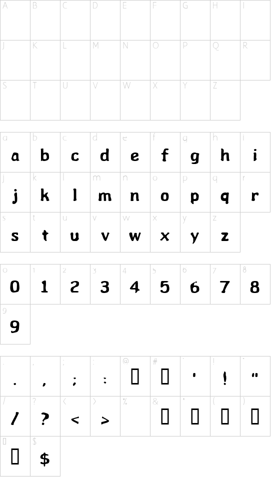 Wibble Character Map