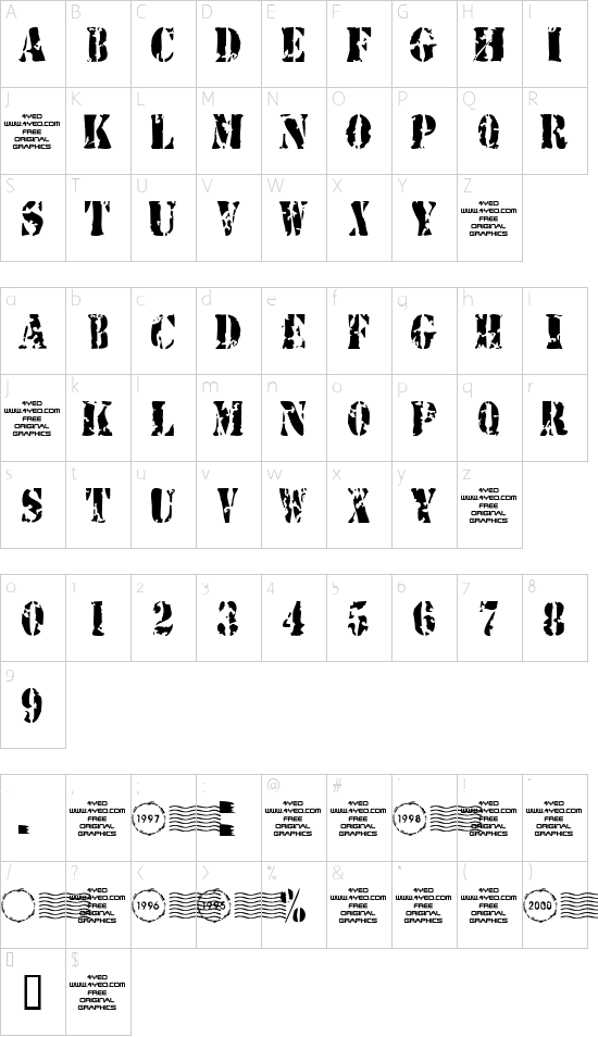 4YEOstamp Character Map