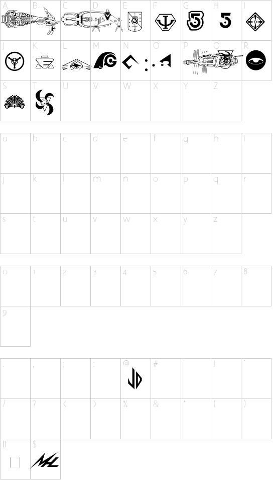 B5wingdings Character Map