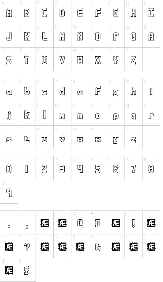 Ataxia Outline (BRK) Character Map