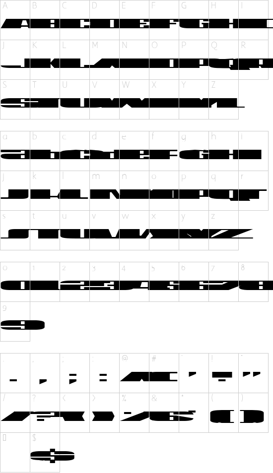 U.S.A. Condensed Character Map