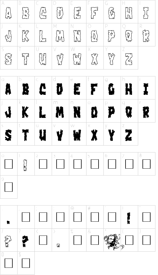 Crakoom! Character Map