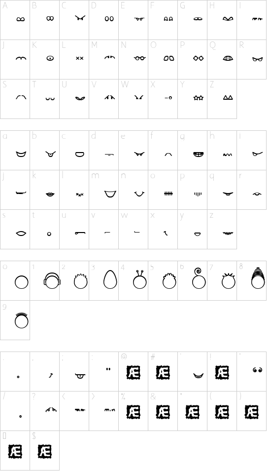 Head-Ding Maker BRK Character Map