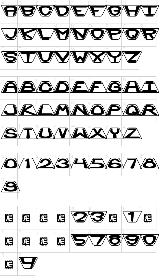 Zoidal BRK Character Map